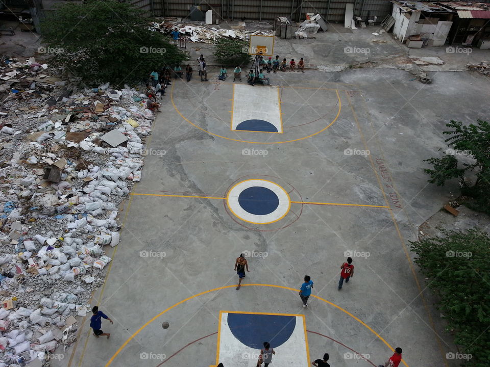 Street Basketball by construction site, Manila
