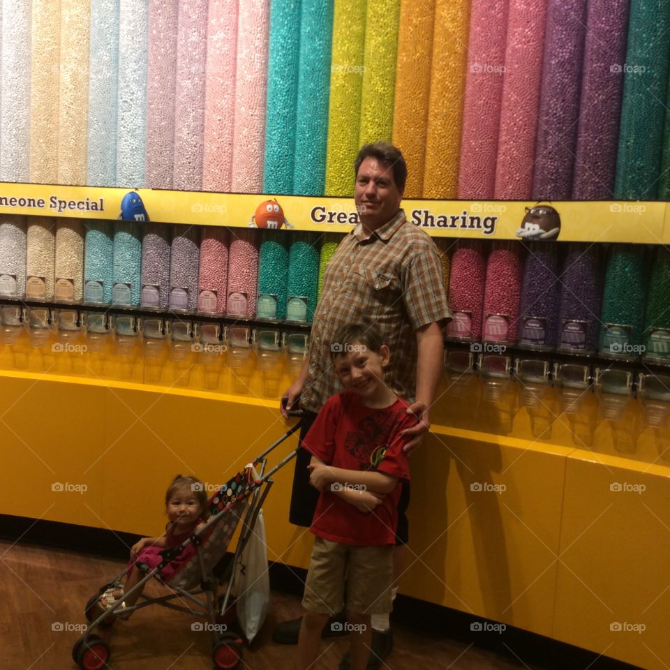 Family at candy store