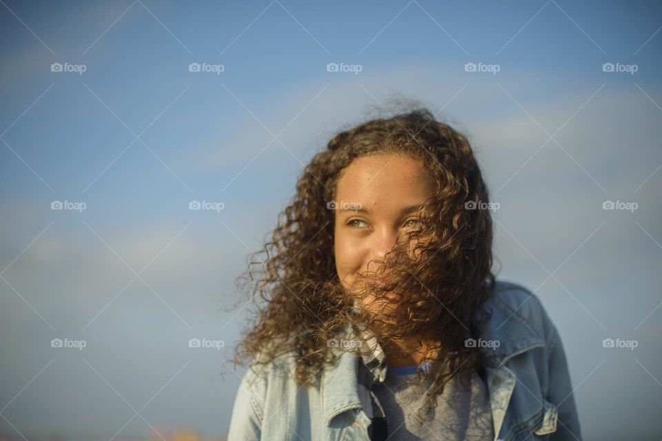 Wind blown hair