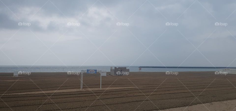 Cloudy day on Black Sea beach