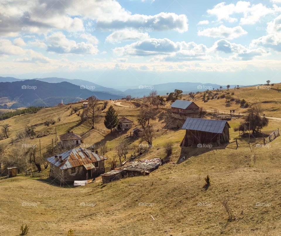 High mountain village view