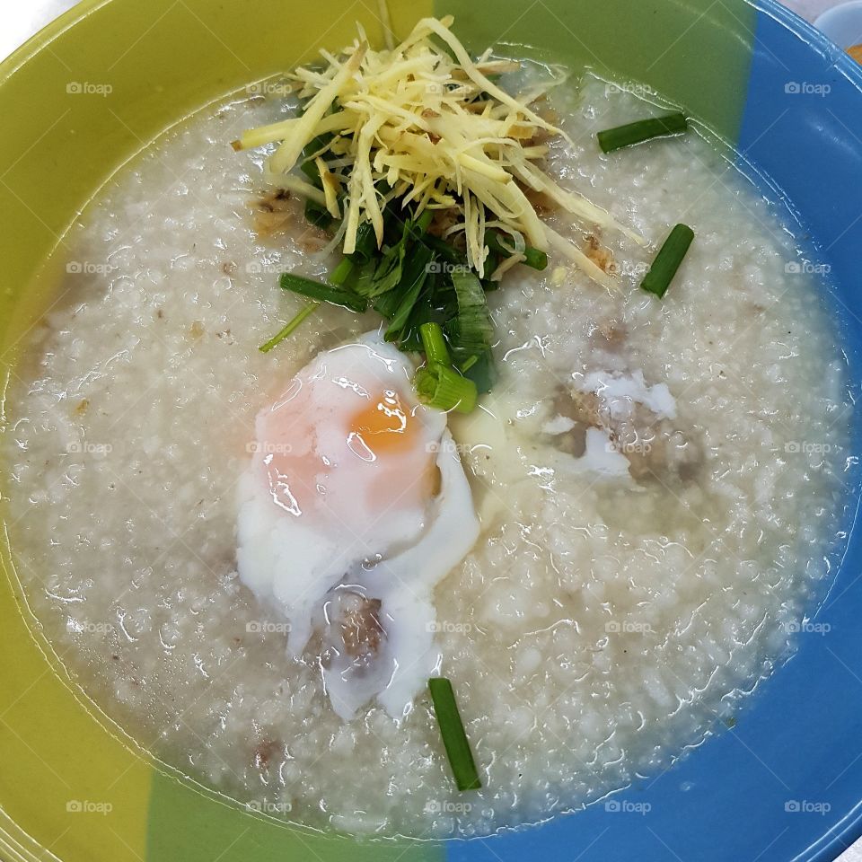 Thai street food rice porridge