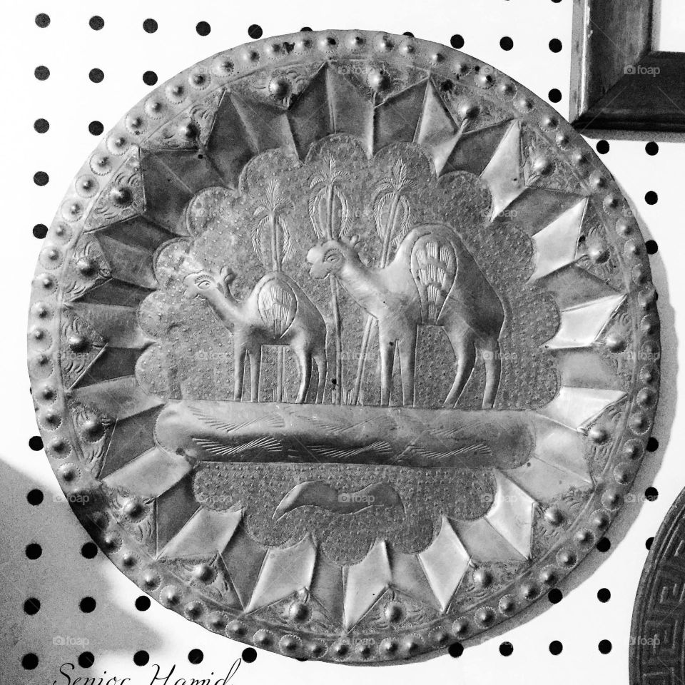 Engraving on a serving tray