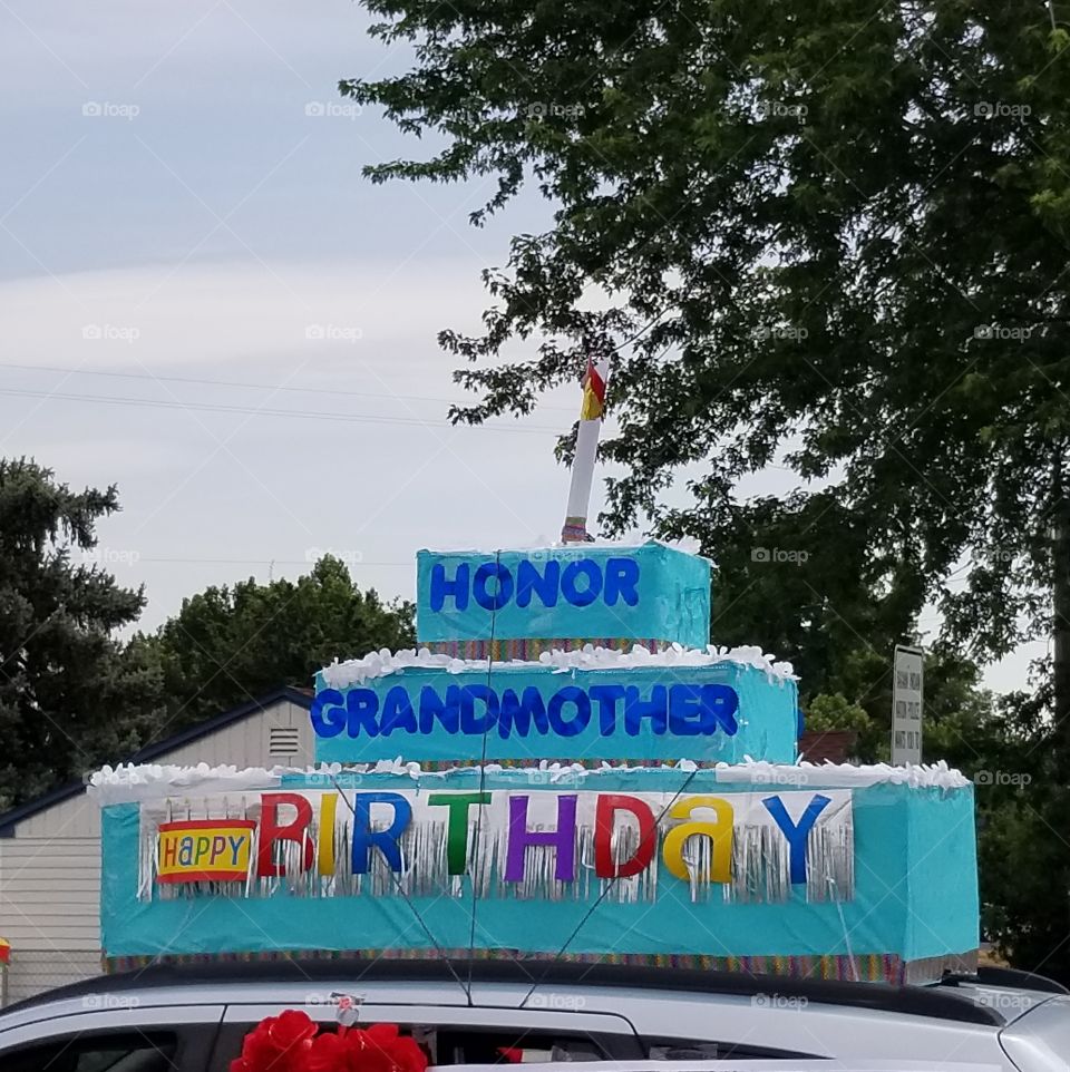 Grandmother Birthday Cake Float In A Parade