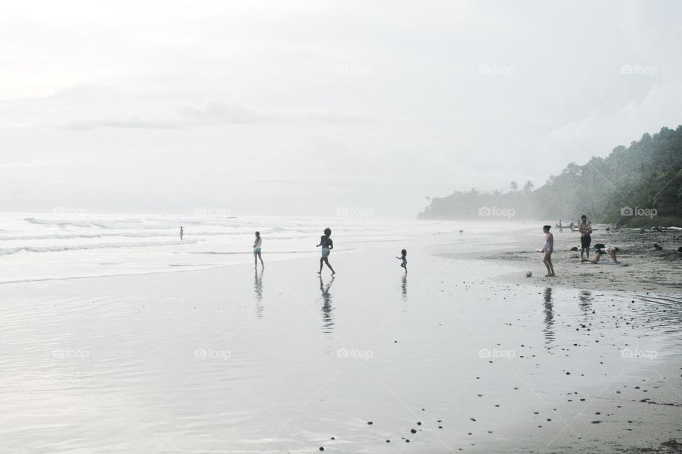 People and the beach. 