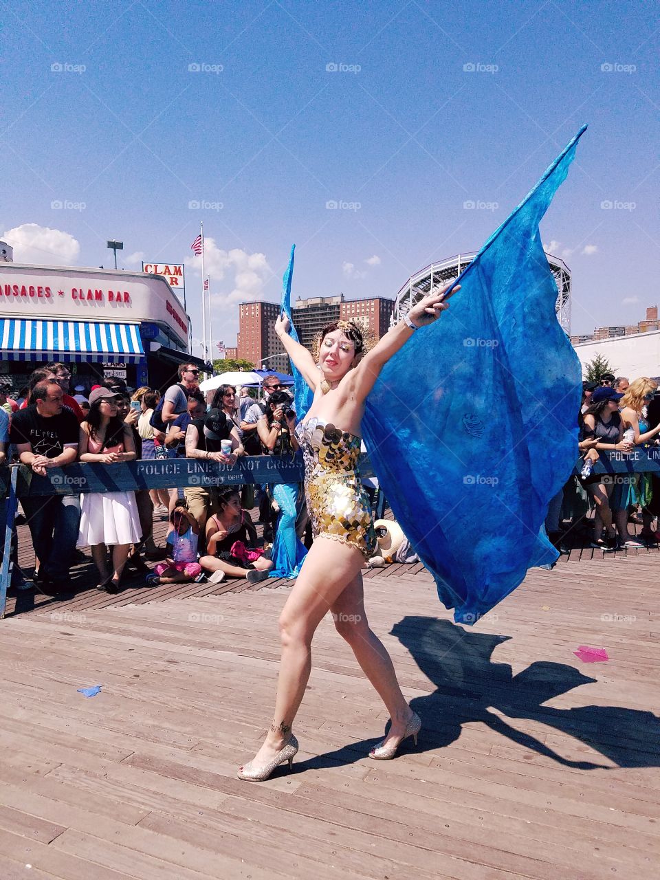 Mid adult woman performing dance in New York City