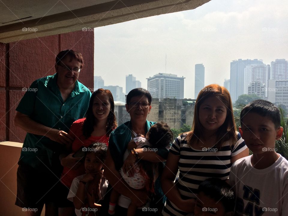 On holiday in Manila with my family,with fabulous view of the capital in the background.