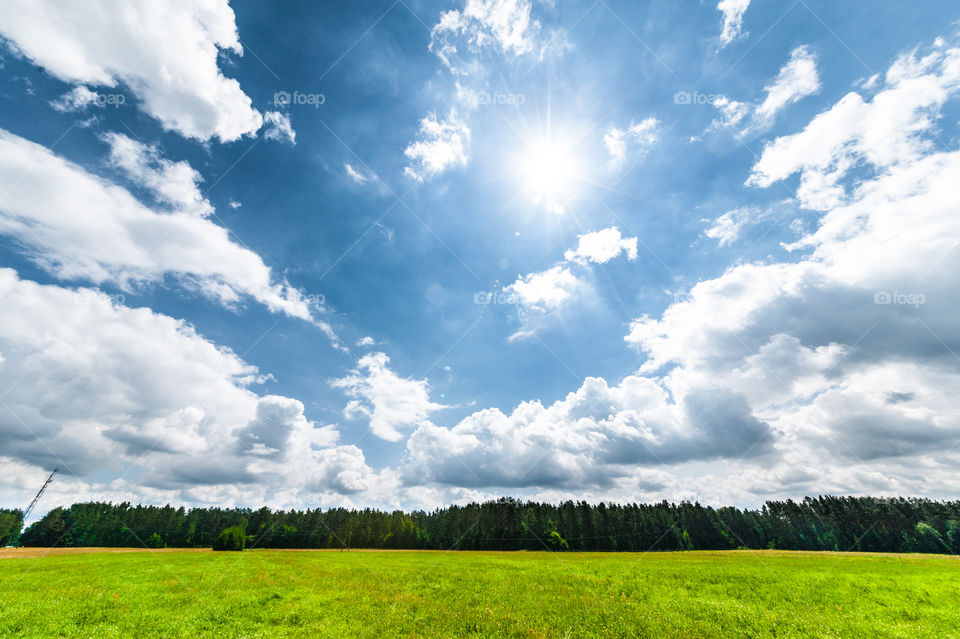 Scenic view of clouds and grass