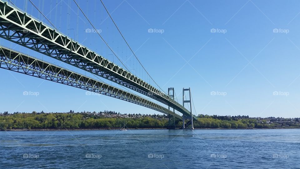 Tacoma narrows bridge over river