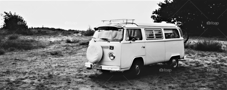 an old and retro VW-Bus - called Bulli - the cult caravan