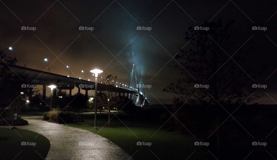 Ravenel Bridge on a Misty Night