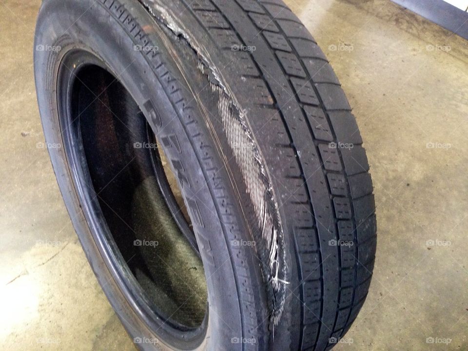 Extremely worn down tire