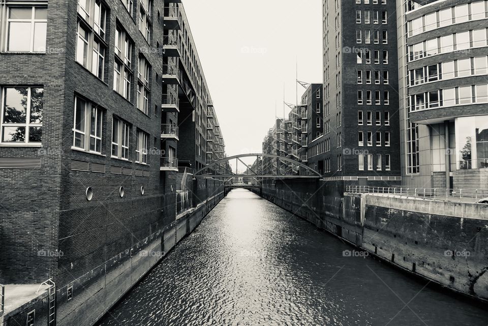 Speicherstadt Hamburg black and white 