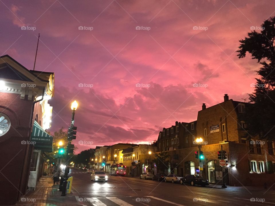 Georgetown Pink Sky. Sunset in Georgetown, Washington, D.C.