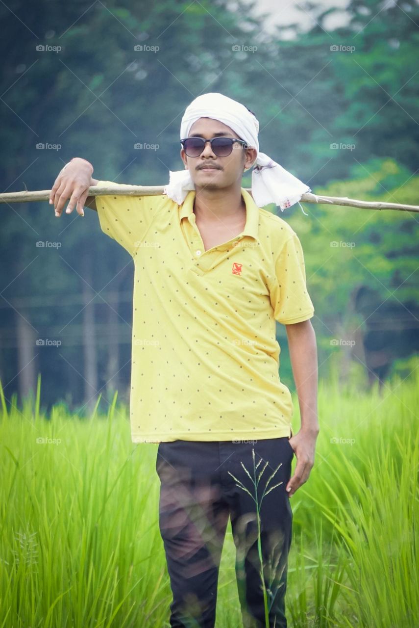 Indian farmer pose