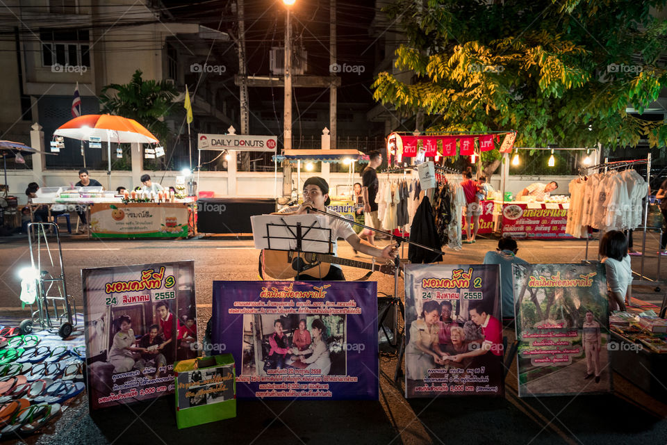 Street market at night in Thailand 