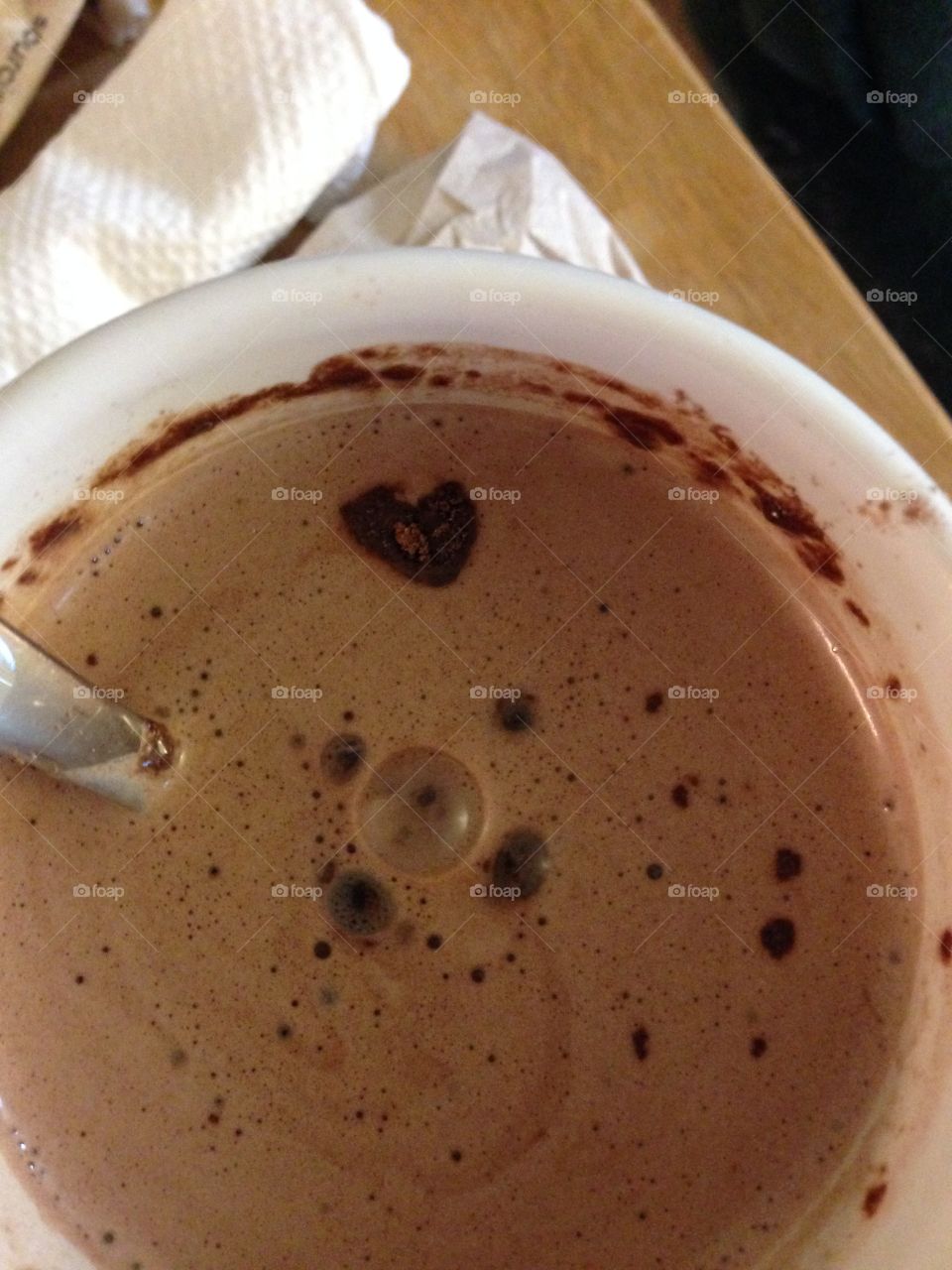 Heart floating in hot chocolate