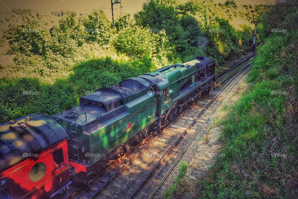 Railway. Steam train 