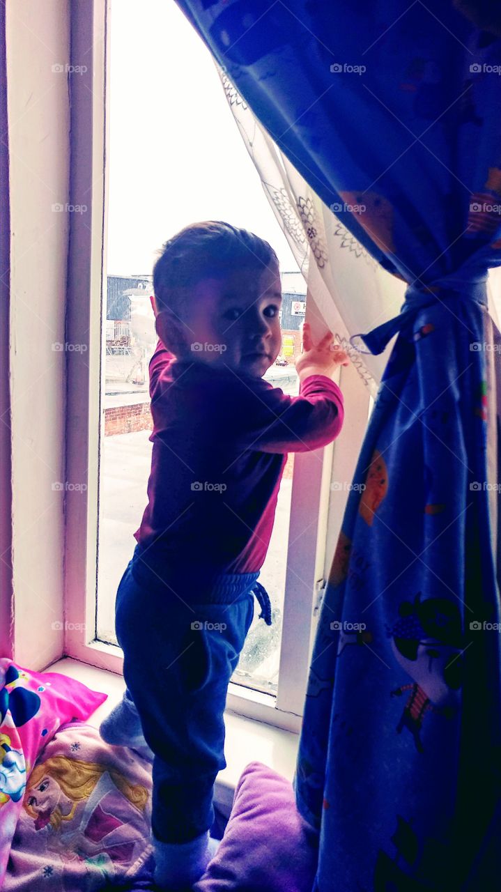 child in window