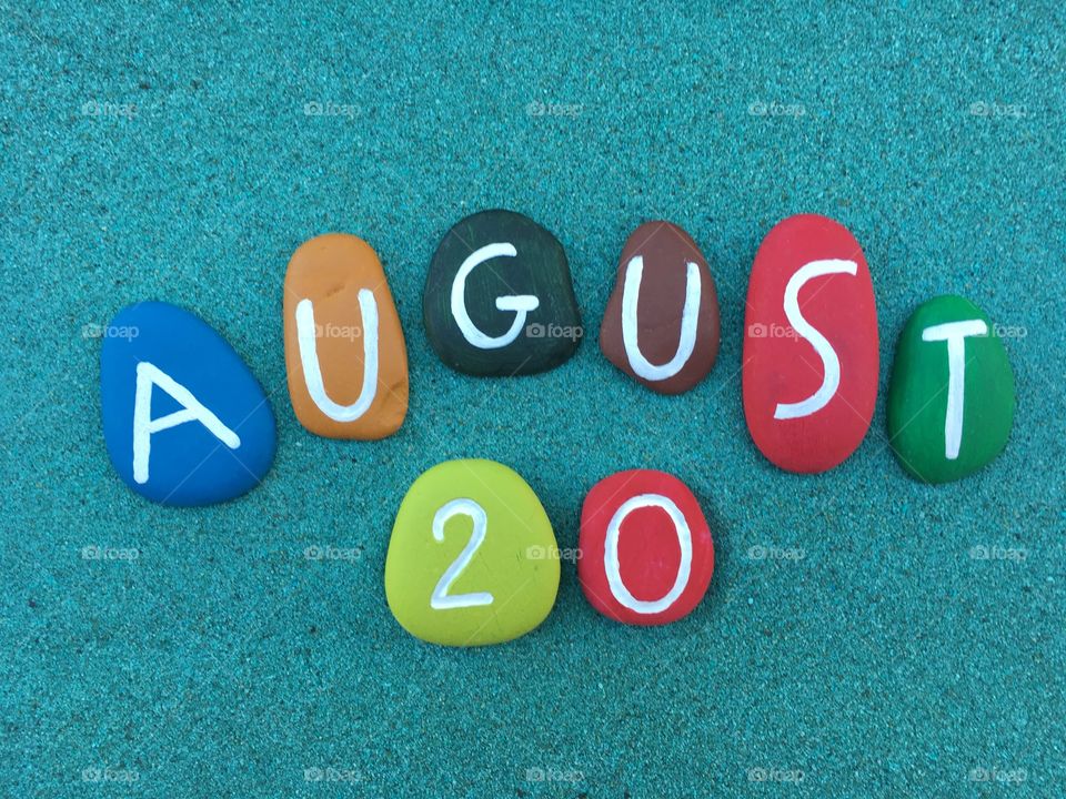 20 August, calendar date on colored stones 