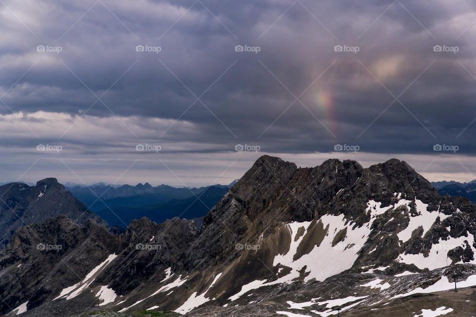 Rainbow on the top of Germanys tallest mountain 