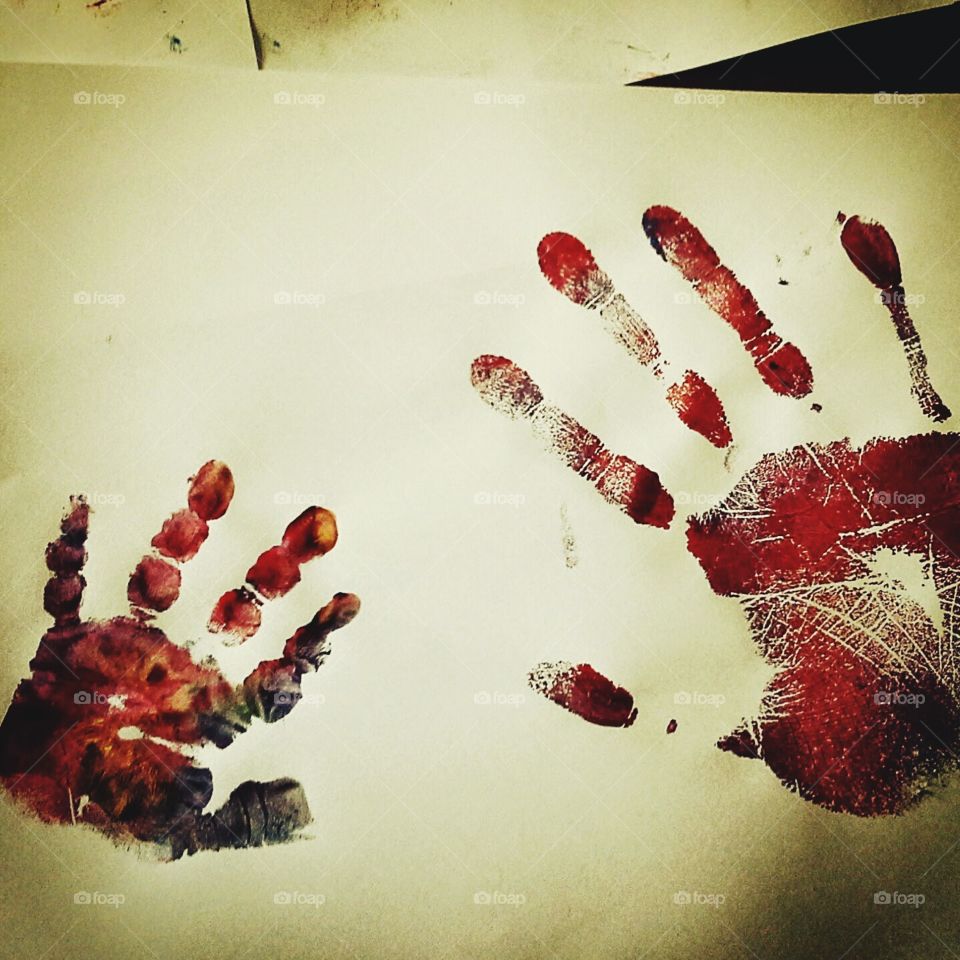 father and son hand prints