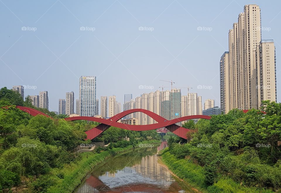 The "Lucky Knot" bridge in the Xiaojiachong district of Changsha, China.