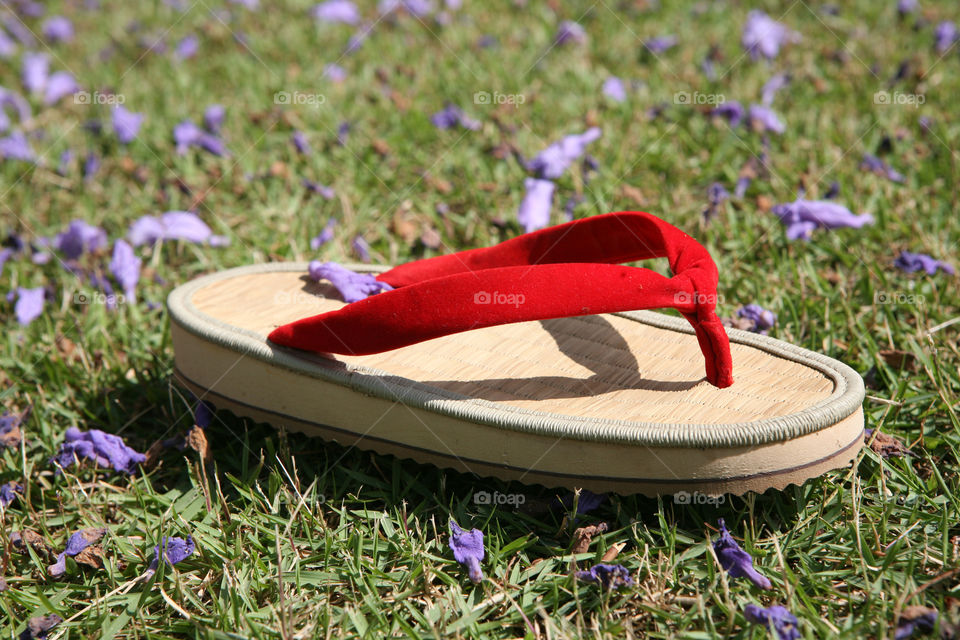 Flip-flops on the grass