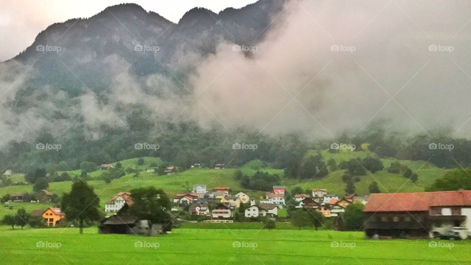 Houses in the green mountain 