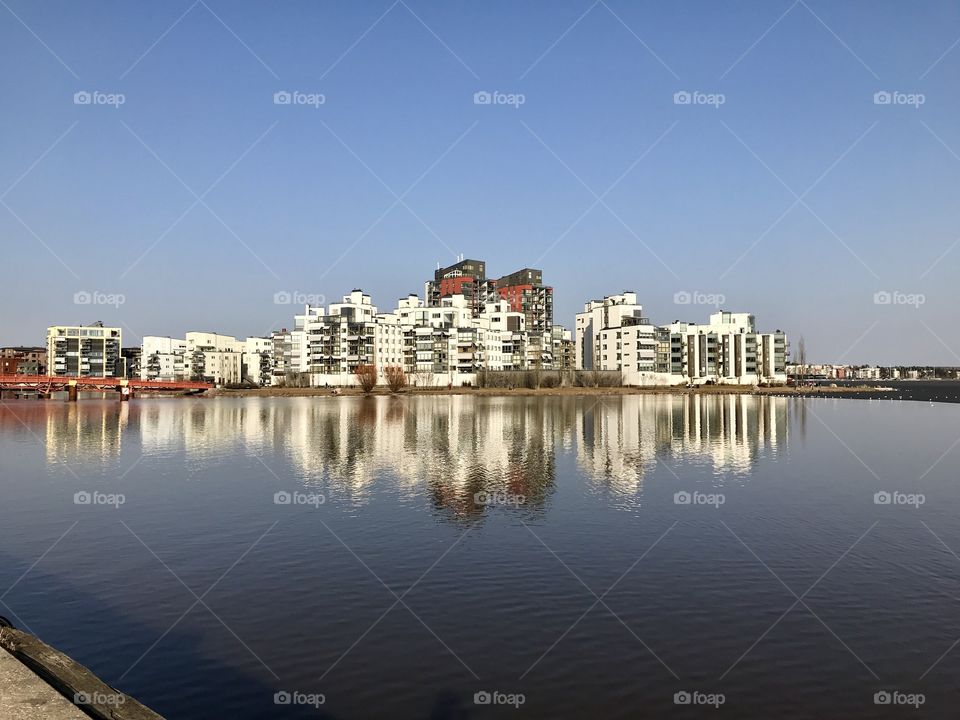 Vasteras city by the lakeside