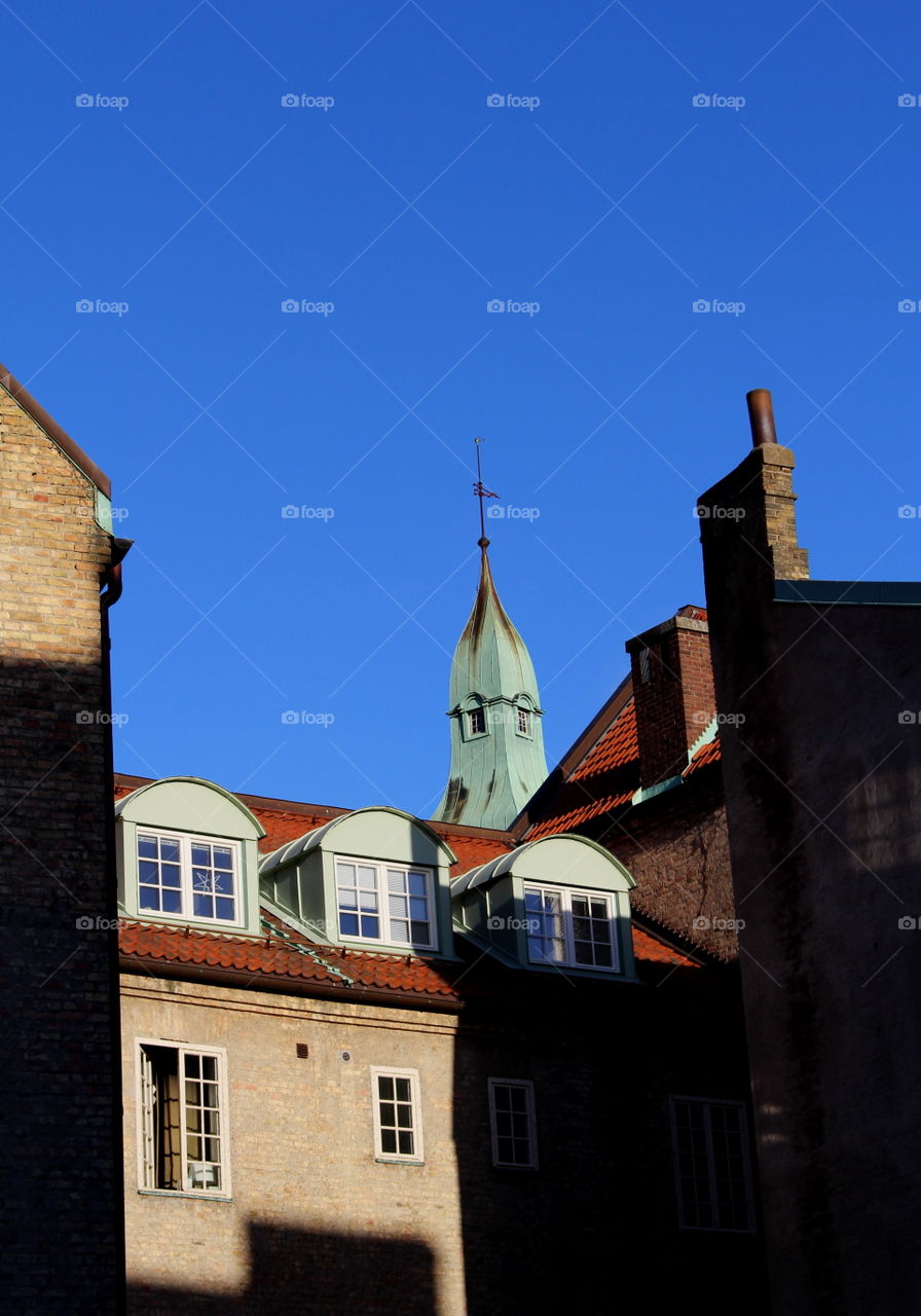 Lund, Sweden, rooftops.