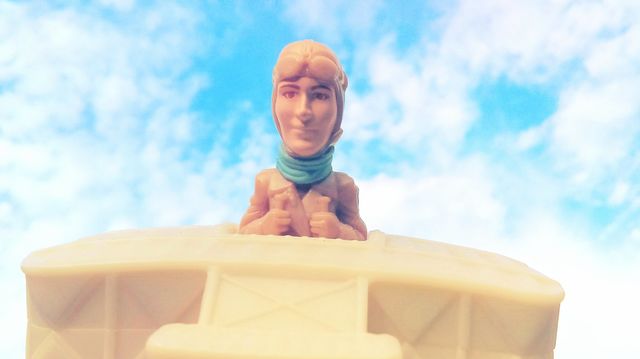 Amelia Earhart toy flying the skies
