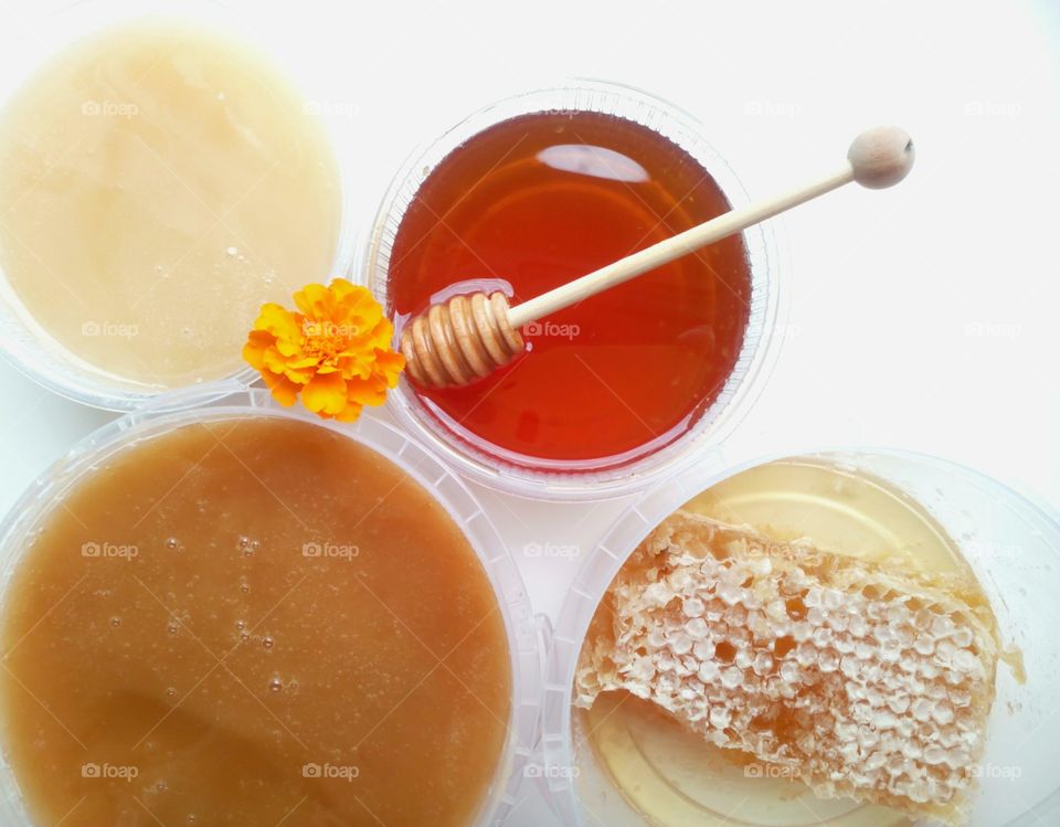 Honeycomb, honey, honey stick