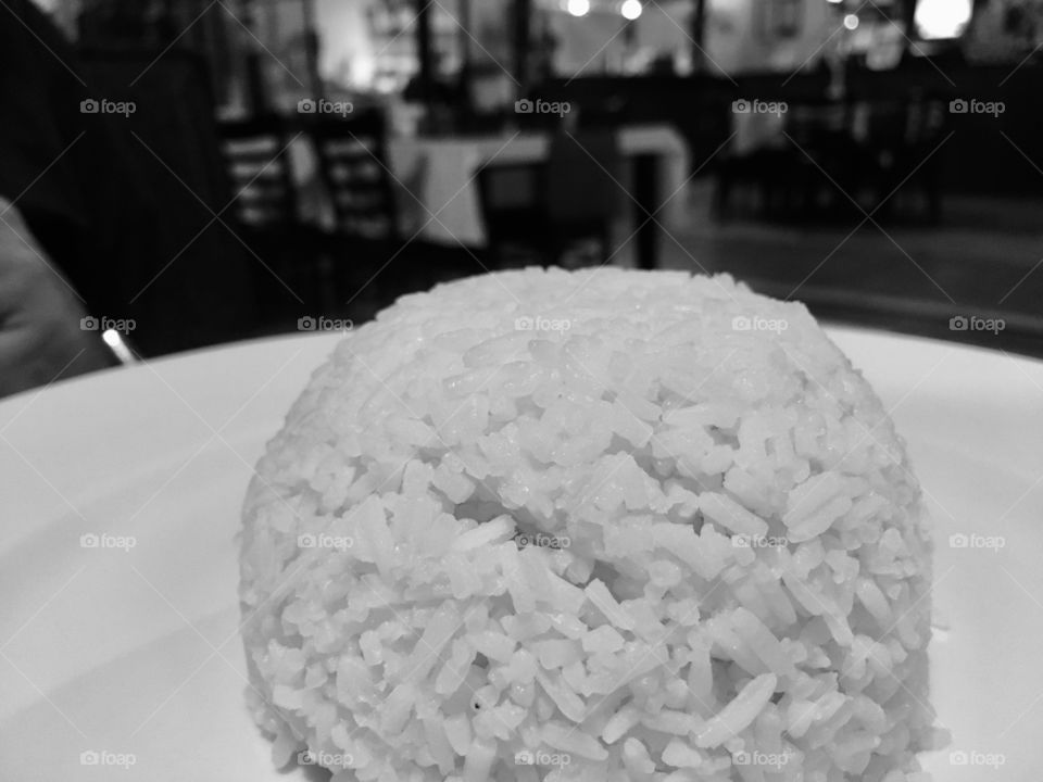 Scoop of rice on a plate at Bangkok Tai Passion restaurant