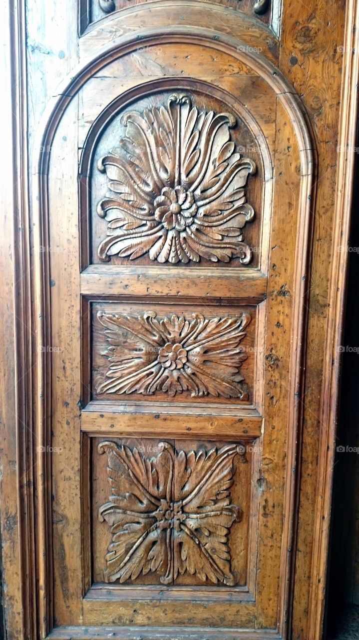 Wooden decorated door