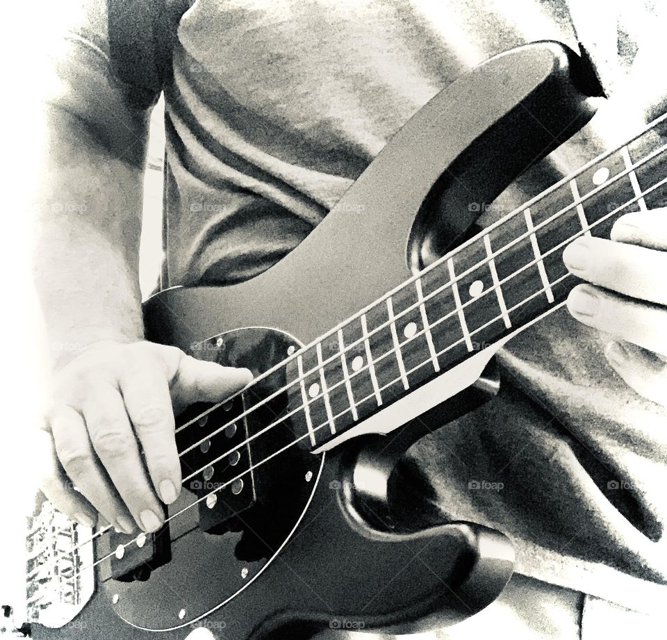 Bass player B&w 