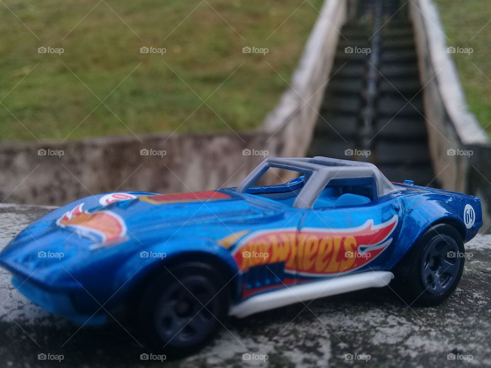 Hotwheels
under the steps of the springs