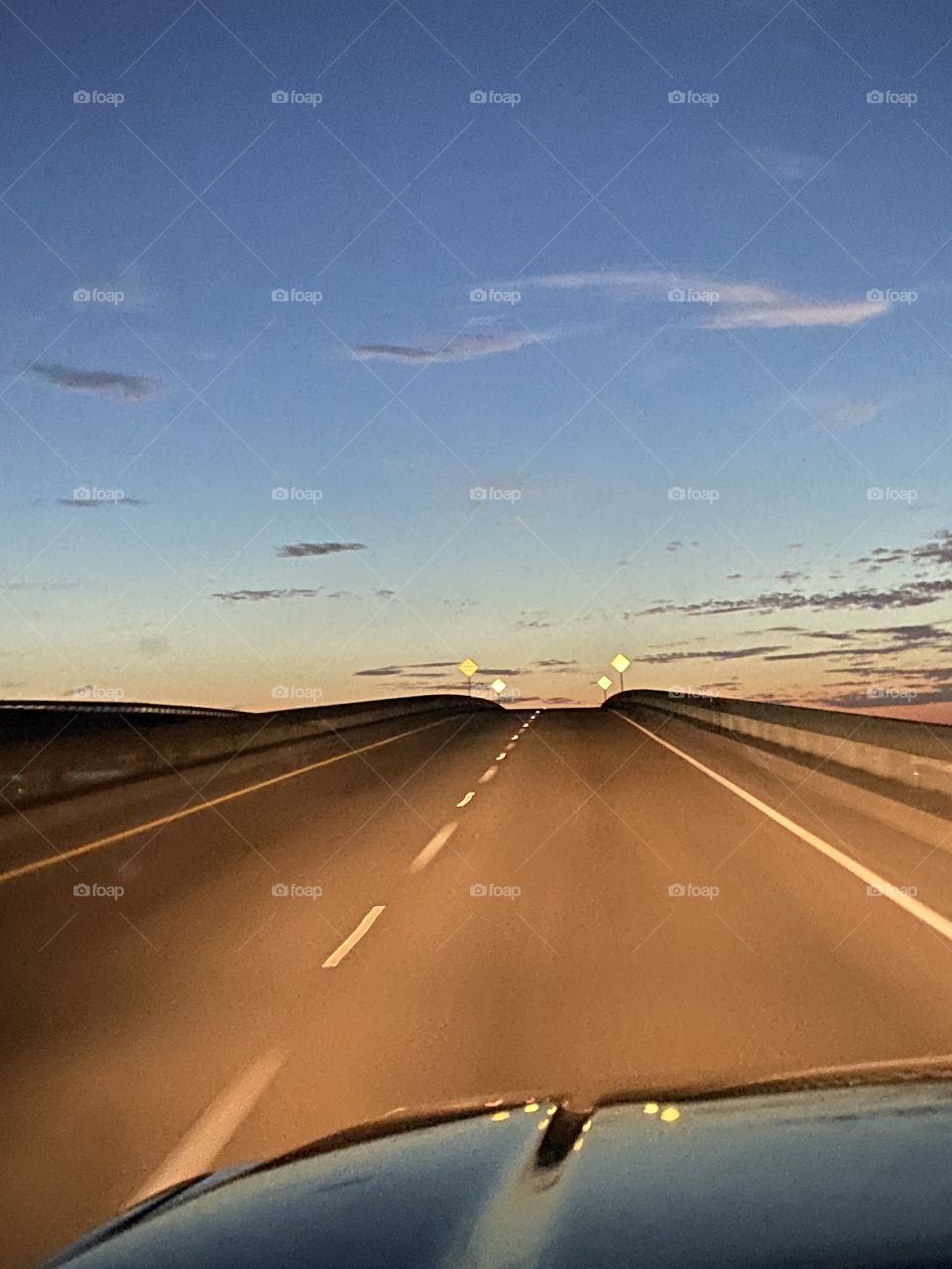 Sunset on the road