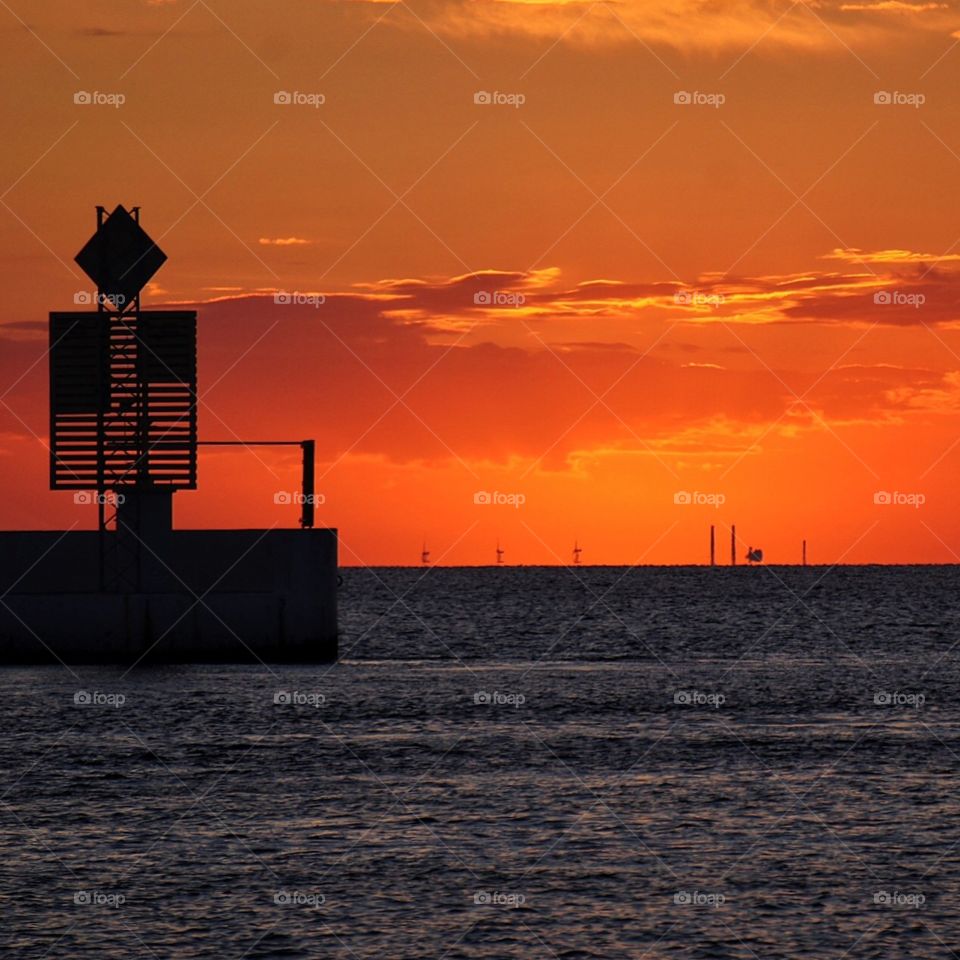 Harbour in sunset