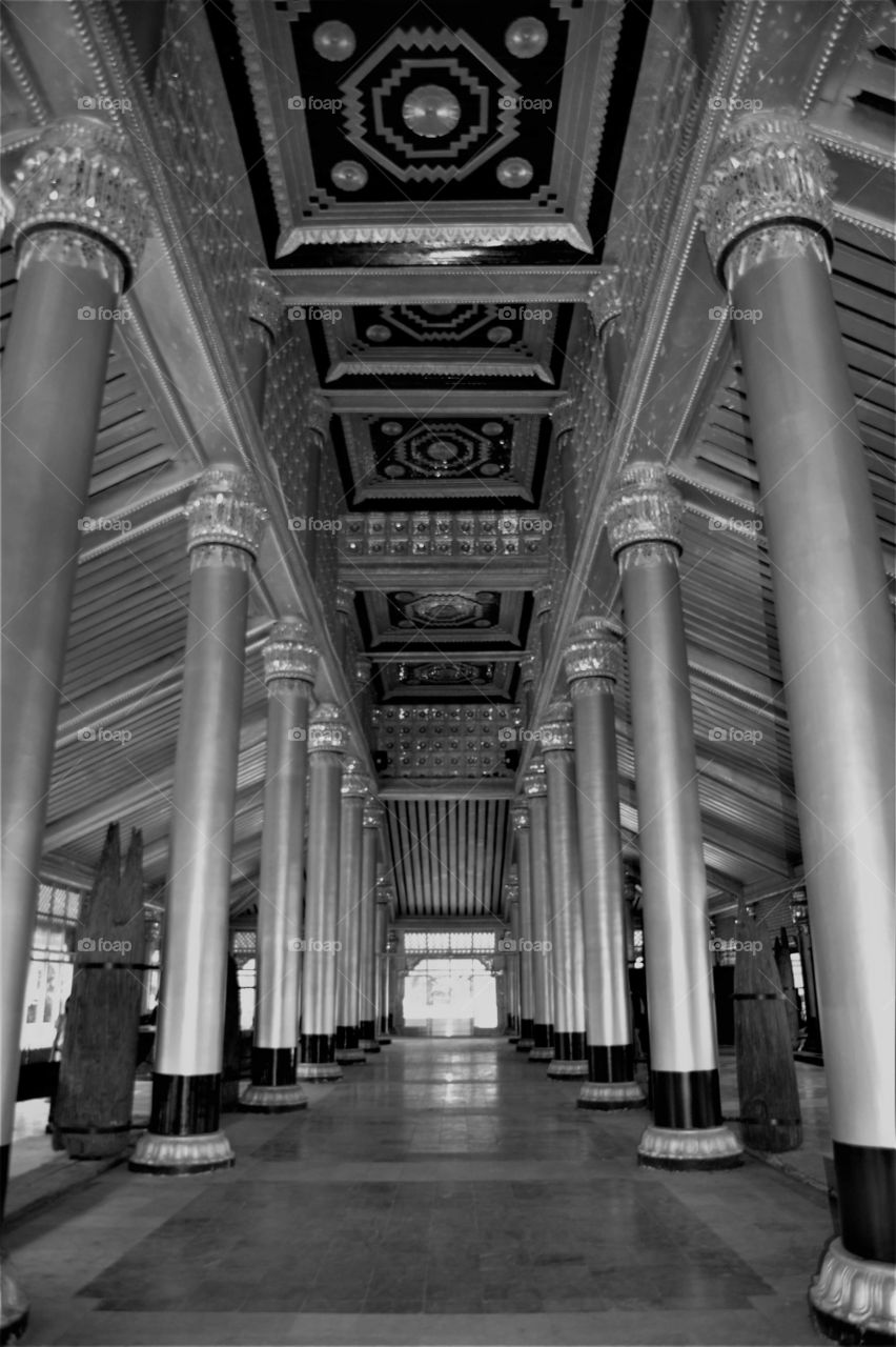 Hall of king palace in Bago, Myanmar 