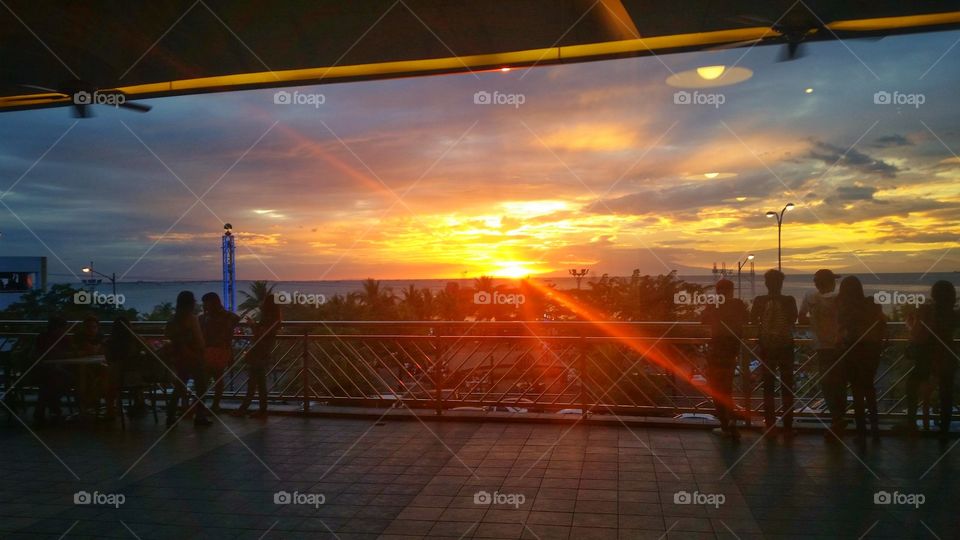 hanging out at sunset