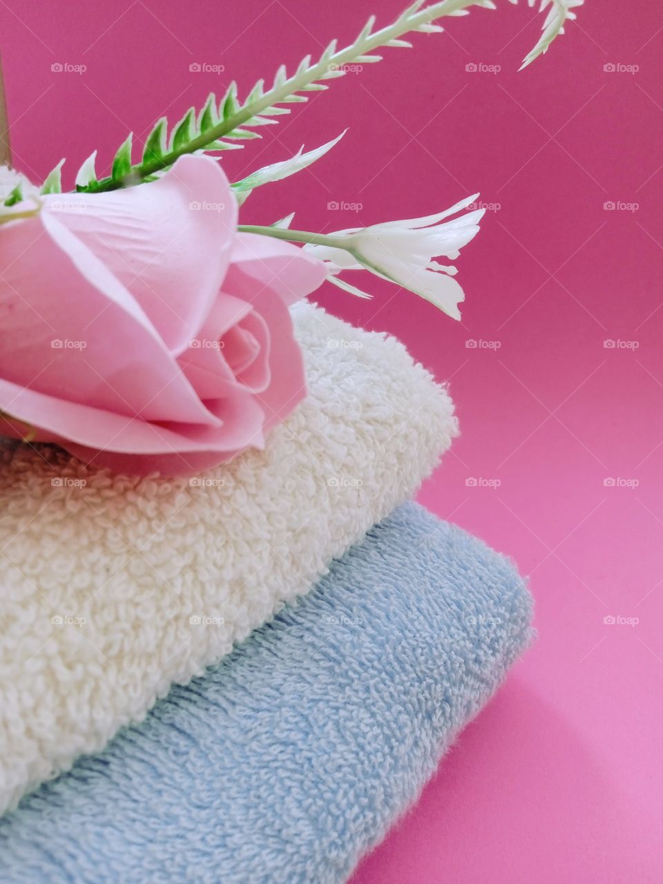 towel and roses
