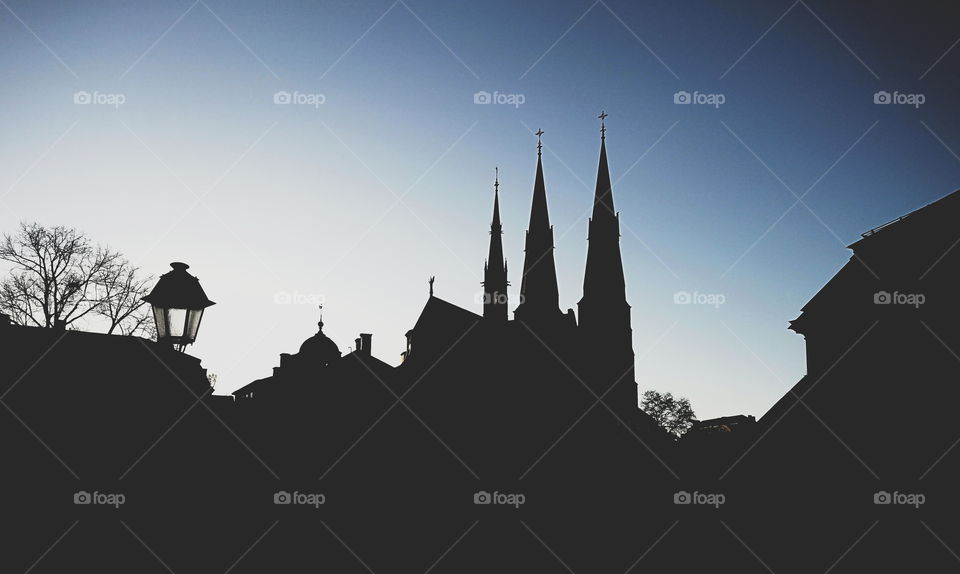Uppsala cathedral silhouette (Uppsala domkyrka)