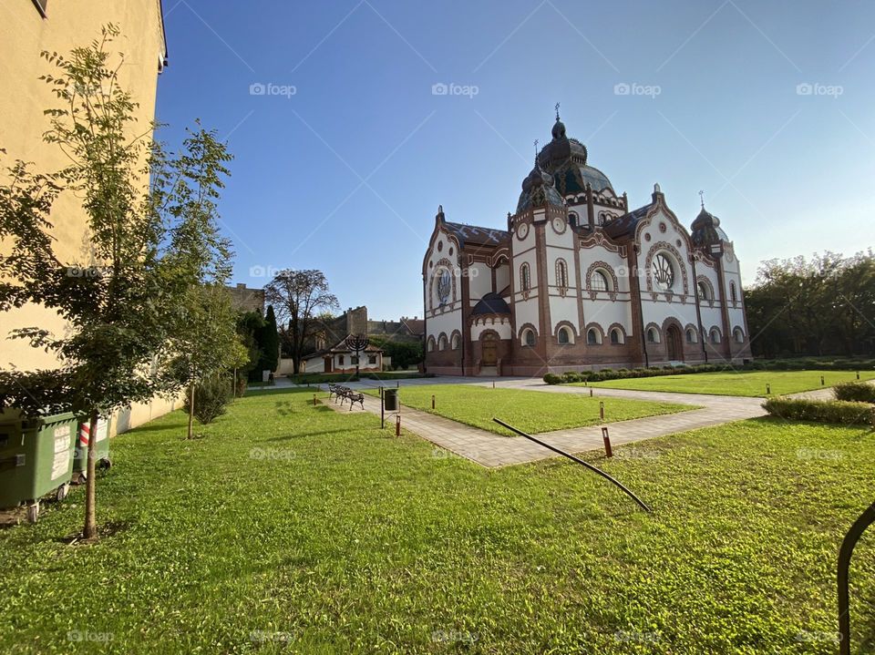 Subotica Serbia Sinagogue autumn panoramic view