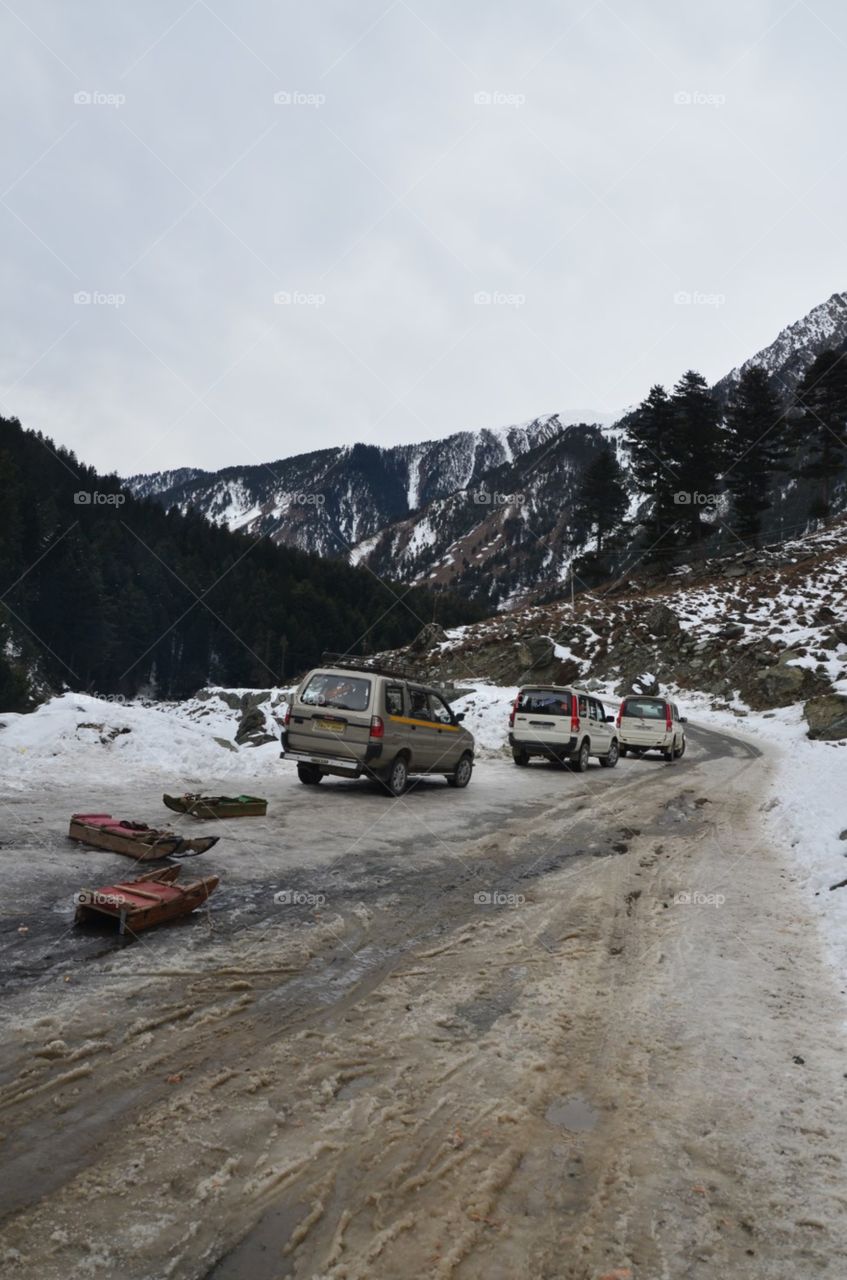 Snow, Mountain, Vehicle, Winter, Landscape