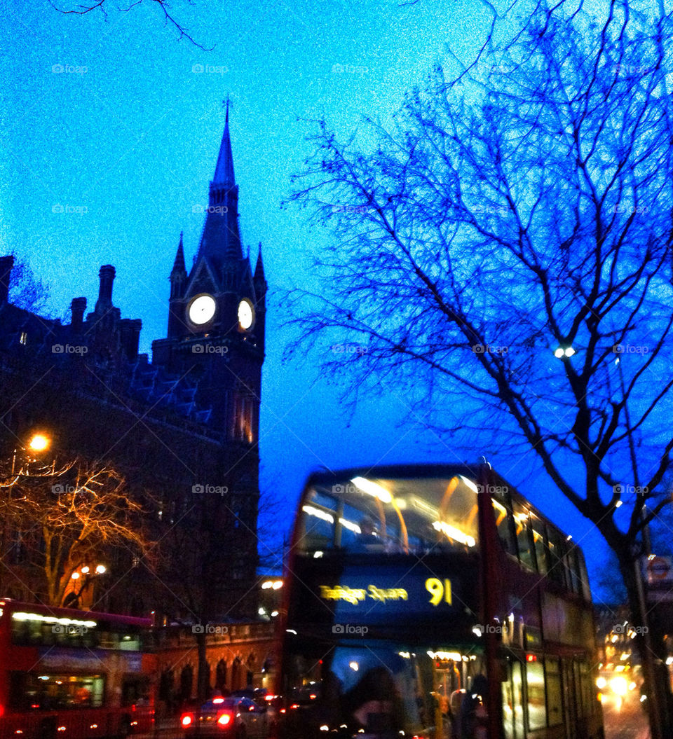 Walking home on a winter evening, near kings Cross station, London,