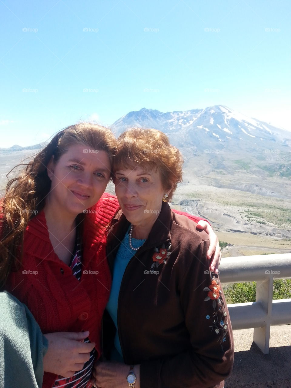 Mother and daughter . First time seeing Mount St. Helens 
