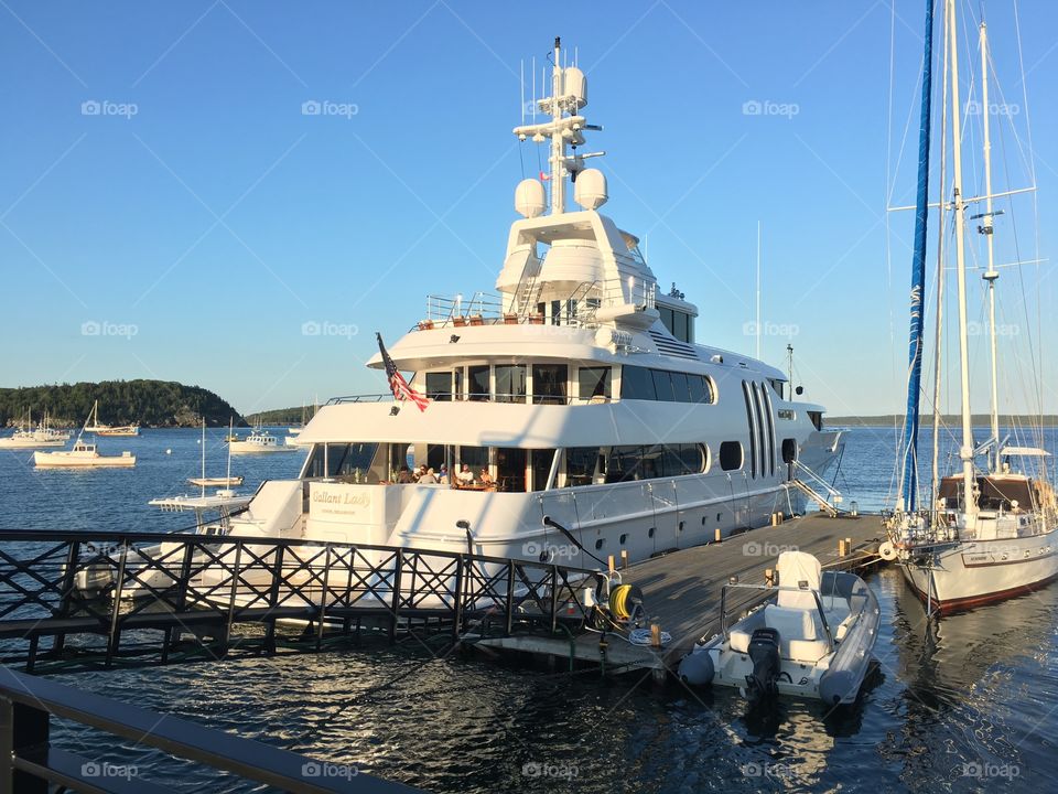 Large yacht in Bar Harbor Maine