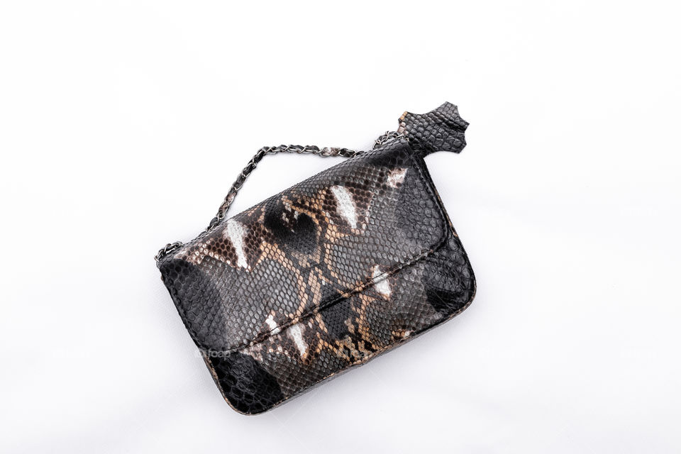 Handmade python leather bag.