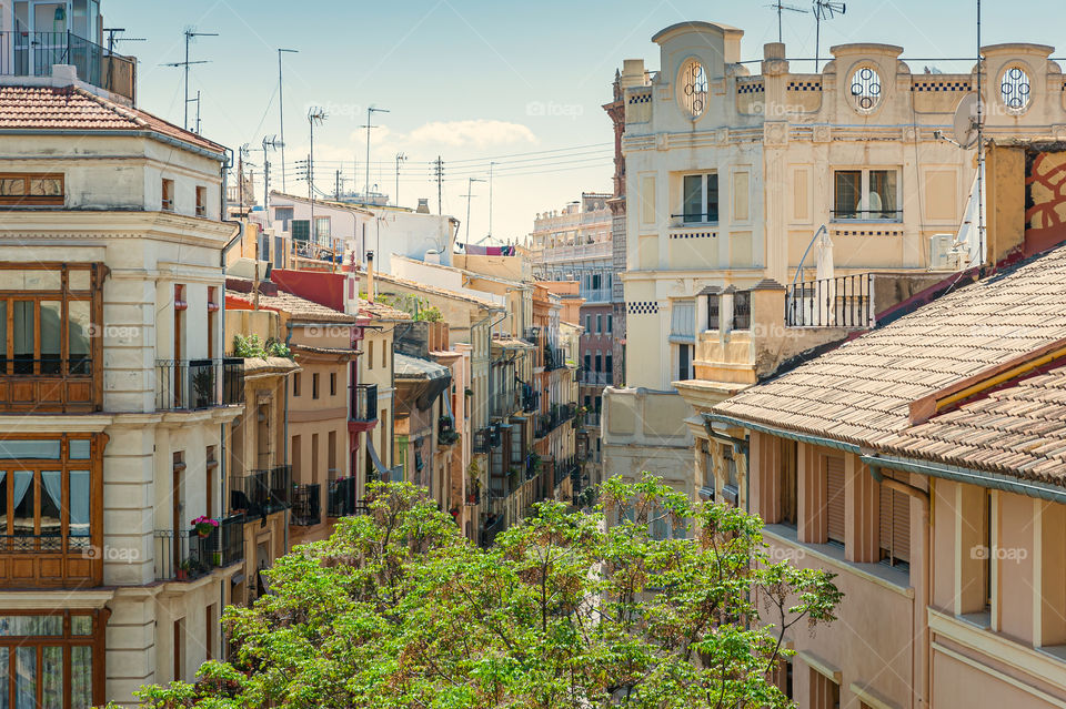 Streets of Valencia downtown. Spain.